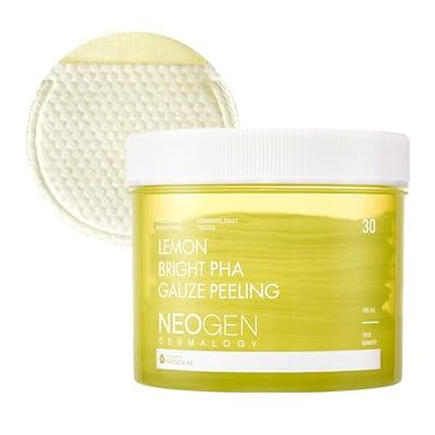 DERMALOGY by NEOGENLAB Lemon PHA Gauze Lot de 30 tampons exfoliants exfoliants avec AHA, BHA, PHA, LHA et citron, glutathion et niacinamide DERMALOGY by NEOGENLAB Lemon PHA Gauze Lot de 30 tampons exfoliants exfoliants avec AHA, BHA, PHA, LHA et citron, glutathion et niacinamide