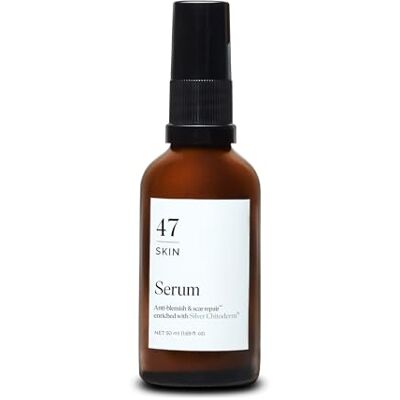47 Skin Sérum réparateur anti-imperfections et cicatrices enrichi en chitoderme d'argent pour tous les types de peau, hydratant pour peau claire, 50 ml 47 Skin Sérum réparateur anti-imperfections et cicatrices enrichi en chitoderme d'argent pour tous les types de peau, hydratant pour peau claire, 50 ml
