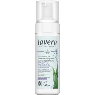 lavera basis sensitiv Mousse nettoyante cosmétiques naturels végan Aloe vera bio & Huile d'amande bio Nettoyage du visage formule de nettoyage naturelle 1 x 150 ml lavera basis sensitiv Mousse nettoyante cosmétiques naturels végan Aloe vera bio & Huile d'amande bio Nettoyage du visage formule de nettoyage naturelle 1 x 150 ml
