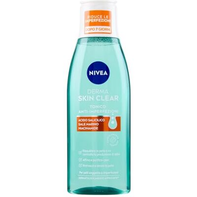 NIVEA Derma Skin Clear Tonique Anti-Imperfections 200 ml, Tonique visage peau grasse et mixte avec acide salicylique, sel de mer et niacinamide, tonique visage rééquilibrant pour les soins de la peau NIVEA Derma Skin Clear Tonique Anti-Imperfections 200 ml, Tonique visage peau grasse et mixte avec acide salicylique, sel de mer et niacinamide, tonique visage rééquilibrant pour les soins de la peau