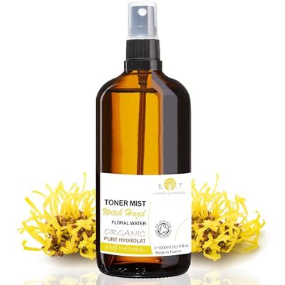 B.O.T cosmetic & wellness Hydrolat d'Hamamélis Biologique 1L Tonique Visage et Corps Hydratant Naturel Démaquillant 100% Naturel Base pour Cosmétiques DIY, Transparente, 1 l (Lot de 1) B.O.T cosmetic & wellness Hydrolat d'Hamamélis Biologique 1L Tonique Visage et Corps Hydratant Naturel Démaquillant 100% Naturel Base pour Cosmétiques DIY, Transparente, 1 l (Lot de 1)