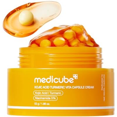 medicube Capsule Cream with Kojic Acid & Turmeric for Uneven Skin Tone Renouvelle le teint et apporte de l'éclat à la peau avec imperfections, curcuma, acide kojique et vitamine C, 55 ml medicube Capsule Cream with Kojic Acid & Turmeric for Uneven Skin Tone Renouvelle le teint et apporte de l'éclat à la peau avec imperfections, curcuma, acide kojique et vitamine C, 55 ml