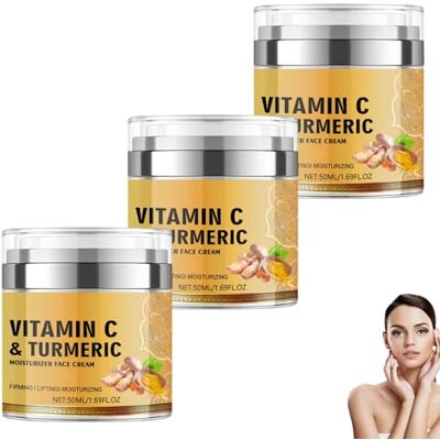 homomdy Crème visage au curcuma, crème hydratante à la vitamine C pour le visage, crème anti-âge naturelle, correcteur de taches noires, éclaircissant et raffermissant, teint uniforme, hydratant (3pcs) homomdy Crème visage au curcuma, crème hydratante à la vitamine C pour le visage, crème anti-âge naturelle, correcteur de taches noires, éclaircissant et raffermissant, teint uniforme, hydratant (3pcs)
