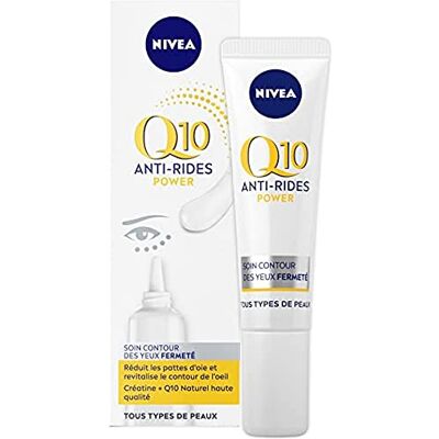 NIVEA Q10 Power Soin Contour des Yeux Anti-Rides +Fermeté (1x15 ml), crème anti-âge enrichie en Q10 avec 10X plus de créatine, crème hydratante, soin visage femme NIVEA Q10 Power Soin Contour des Yeux Anti-Rides +Fermeté (1x15 ml), crème anti-âge enrichie en Q10 avec 10X plus de créatine, crème hydratante, soin visage femme