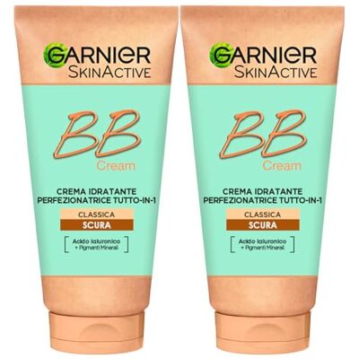 Garnier SkinActive BB Crème Visage Hydratante Perfectionneur Tout en 1 Uniformant Classique Illuminant SPF15 Teinte Sombre avec Acide Hyaluronique et Pigments Minéraux 2 Flacons de 50 ml Garnier SkinActive BB Crème Visage Hydratante Perfectionneur Tout en 1 Uniformant Classique Illuminant SPF15 Teinte Sombre avec Acide Hyaluronique et Pigments Minéraux 2 Flacons de 50 ml