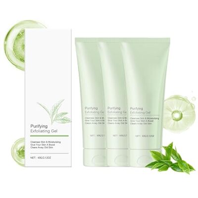 FLLUOUZH Greteam Gel Exfoliant Purifying Gel, Deep Cleansing Face and Body Exfoliating Gel, Moisturizing Enzymes Cleanser for Men and Women, 60ML, 3 PCS FLLUOUZH Greteam Gel Exfoliant Purifying Gel, Deep Cleansing Face and Body Exfoliating Gel, Moisturizing Enzymes Cleanser for Men and Women, 60ML, 3 PCS