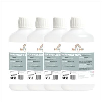 BABYLOU CARE Sérum Physiologique en Bouteille NaCl 0,9% Lavage des narines Hygiène nasale Pour irrigation externe Fabriqué en France 4x500ml BABYLOU CARE Sérum Physiologique en Bouteille NaCl 0,9% Lavage des narines Hygiène nasale Pour irrigation externe Fabriqué en France 4x500ml
