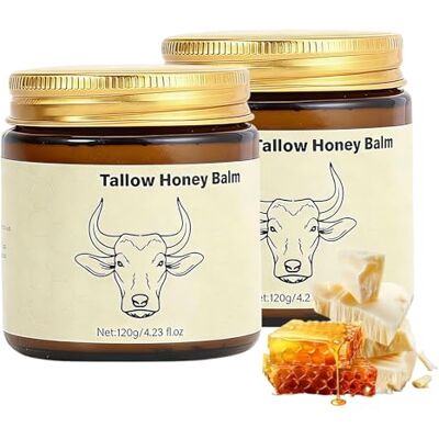 KOSLEOW 2 Pièces Beef Tallow et Miel Creme Hydratante Visage120g, Graisse de Boeuf Baume Hydratant pour Visage et Corps,Réparation de la Barrière Cutanée, Peau Grasse et Sensible KOSLEOW 2 Pièces Beef Tallow et Miel Creme Hydratante Visage120g, Graisse de Boeuf Baume Hydratant pour Visage et Corps,Réparation de la Barrière Cutanée, Peau Grasse et Sensible