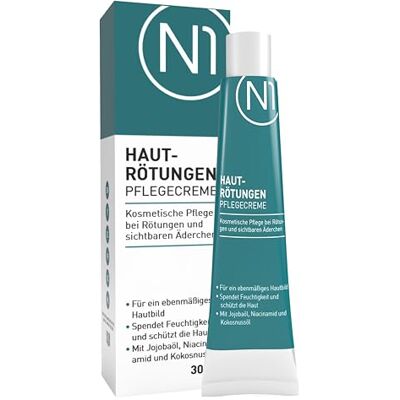 N1 Crème contre les rougeurs 30 ml pour les symptômes de la rosacée et de la couperose Soin du visage contre les rougeurs et la visibilité des petites veines, pour une peau uniforme et éclatante N1 Crème contre les rougeurs 30 ml pour les symptômes de la rosacée et de la couperose Soin du visage contre les rougeurs et la visibilité des petites veines, pour une peau uniforme et éclatante