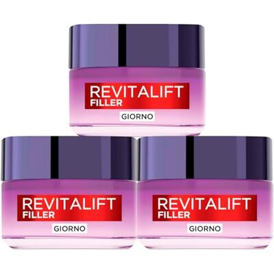 L'Oreal Paris L'Oréal Paris Revitalift Filler Anti-Rides Crème Visage Traitement Revolumisant Raffermissant tonifiant Formule avec acide hyaluronique pur concentré texture délicate – 3 bocaux de 50 ml L'Oreal Paris L'Oréal Paris Revitalift Filler Anti-Rides Crème Visage Traitement Revolumisant Raffermissant tonifiant Formule avec acide hyaluronique pur concentré texture délicate – 3 bocaux de 50 ml