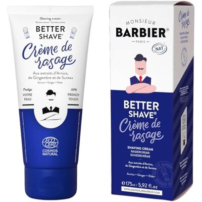 MONSIEUR BARBIER Crème à raser de Végane, Naturelle et Française Une mousse à raser dense et onctueuse Rasage idéal pour les peaux sensibles À base d'Arnica, Cyprès & Gingembre 175mL MONSIEUR BARBIER Crème à raser de Végane, Naturelle et Française Une mousse à raser dense et onctueuse Rasage idéal pour les peaux sensibles À base d'Arnica, Cyprès & Gingembre 175mL