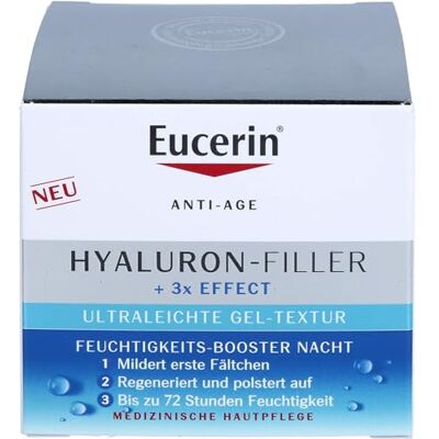 Eucerin Hyaluron-Filler Booster Hydratant Nuit 50 ml, Crème Visage Anti-rides Hydratante 72h, Crème Visage Nuit avec Acide Hyaluronique pour une peau régénérée au réveil, Convient pour tous les types Eucerin Hyaluron-Filler Booster Hydratant Nuit 50 ml, Crème Visage Anti-rides Hydratante 72h, Crème Visage Nuit avec Acide Hyaluronique pour une peau régénérée au réveil, Convient pour tous les types