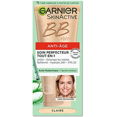 Garnier BB Crème Anti-Âge Soin Perfecteur Tout-en-1 Anti-Rides FPS 25 Enrichi en Acide Hyaluronique & Aloe Vera Pour Peaux Matures Teinte : Claire Skin Active 50 ml Garnier BB Crème Anti-Âge Soin Perfecteur Tout-en-1 Anti-Rides FPS 25 Enrichi en Acide Hyaluronique & Aloe Vera Pour Peaux Matures Teinte : Claire Skin Active 50 ml