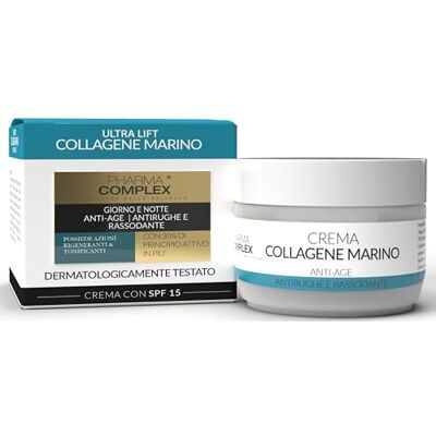 PHARMA COMPLEX Crème anti-rides pour femme, collagène marin, fabriquée en Italie, 50 ml anti-rides pour le visage, anti-âge, traitement raffermissant hydratant jour nuit cosmétiques beauté, idée cadeau crèmes PHARMA COMPLEX Crème anti-rides pour femme, collagène marin, fabriquée en Italie, 50 ml anti-rides pour le visage, anti-âge, traitement raffermissant hydratant jour nuit cosmétiques beauté, idée cadeau crèmes