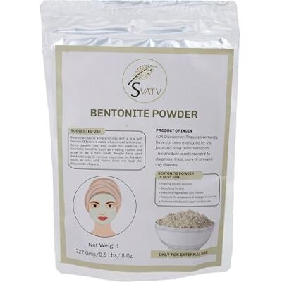 SVATV Bentonite Clay Powder Natural Face Packs and Face Mask Formulations Nourishes Exfoliants, Soft & Glowing Skin and Detoxifies Face Mask Skin Care 227g SVATV Bentonite Clay Powder Natural Face Packs and Face Mask Formulations Nourishes Exfoliants, Soft & Glowing Skin and Detoxifies Face Mask Skin Care 227g