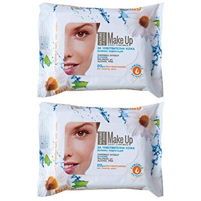 Nature of Agiva Lingettes Nettoyantes avec Extrait de Camomille pour Peau Sensible sans Alcool 2 x 20 pcs Nature of Agiva Lingettes Nettoyantes avec Extrait de Camomille pour Peau Sensible sans Alcool 2 x 20 pcs