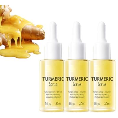 LinBomZony Turmeric Lot de 3 sérums pour correction des points noirs éclaircissant la peau anti-rides, sérum hydratant et brillant à l'huile de tourmeric, 15 % de lait – Réduit les lignes fines, améliore le LinBomZony Turmeric Lot de 3 sérums pour correction des points noirs éclaircissant la peau anti-rides, sérum hydratant et brillant à l'huile de tourmeric, 15 % de lait – Réduit les lignes fines, améliore le