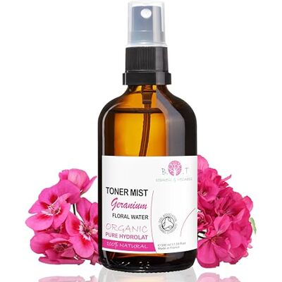 B.O.T cosmetic & wellness Eau de Géranium Bio 100% Pure Tonique Visage/Corps Naturel Désodorisant Traitement Peau Grasse, Cheveux 500 ml B.O.T cosmetic & wellness Eau de Géranium Bio 100% Pure Tonique Visage/Corps Naturel Désodorisant Traitement Peau Grasse, Cheveux 500 ml