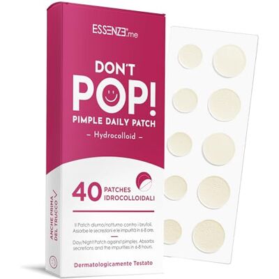 Essenze.me Puro, Elegante Benessere Essenze – Patch boutons anti-acné hydrocolloïdaux – imperméables, absorption rapide – traitement efficace pour les imperfections cutanées – Don't Pop 40 patchs invisibles Essenze.me Puro, Elegante Benessere Essenze – Patch boutons anti-acné hydrocolloïdaux – imperméables, absorption rapide – traitement efficace pour les imperfections cutanées – Don't Pop 40 patchs invisibles