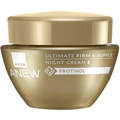 Avon Anew Ultimate Crème de nuit ferme et souple 50 ml, avec technologie Protinol™ pour aider à raffermir la peau, réduire l'apparence des rides et stimuler l'éclat, sans cruauté envers les animaux Avon Anew Ultimate Crème de nuit ferme et souple 50 ml, avec technologie Protinol™ pour aider à raffermir la peau, réduire l'apparence des rides et stimuler l'éclat, sans cruauté envers les animaux