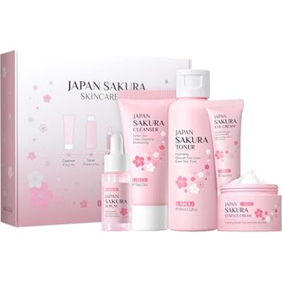 LAIKOU Sakura Ensemble de Soins du Visage, 5Pièces Coffret Produit de Beauté Femme, avec Nettoyant Visage,Toner, Contour Yeux, Sérum, Crème, Coffrets de Soins pour la Peau pour Adolescentes et Femmes LAIKOU Sakura Ensemble de Soins du Visage, 5Pièces Coffret Produit de Beauté Femme, avec Nettoyant Visage,Toner, Contour Yeux, Sérum, Crème, Coffrets de Soins pour la Peau pour Adolescentes et Femmes