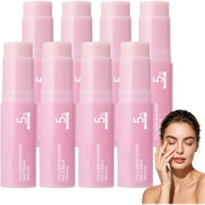 XUSHAOLUN Lot de 8 bâtons de baume rose au collagène pour le visage, lissant instantanément les rides, repulpant, hydratant et raffermissant XUSHAOLUN Lot de 8 bâtons de baume rose au collagène pour le visage, lissant instantanément les rides, repulpant, hydratant et raffermissant