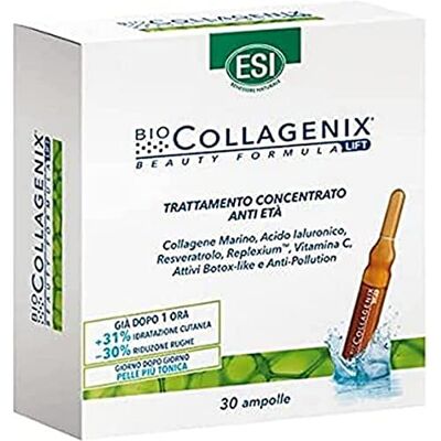 ESI Biocollagenix Traitement concentré anti-âge à base de collagène marin et acide hyaluronique, donne une peau poncée et tonique et élasticité au visage, testé dermatologiquement, 30 ampoules ESI Biocollagenix Traitement concentré anti-âge à base de collagène marin et acide hyaluronique, donne une peau poncée et tonique et élasticité au visage, testé dermatologiquement, 30 ampoules