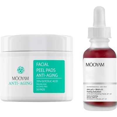 KORAL Kit exfoliant : solution exfoliante pour le visage, AHA 30 % BHA 2 %. Exfoliation et impieté du visage, anti-vieillissement. + 50 coussinets exfoliants pour le visage à l'acide glycolique à 35 KORAL Kit exfoliant : solution exfoliante pour le visage, AHA 30 % BHA 2 %. Exfoliation et impieté du visage, anti-vieillissement. + 50 coussinets exfoliants pour le visage à l'acide glycolique à 35