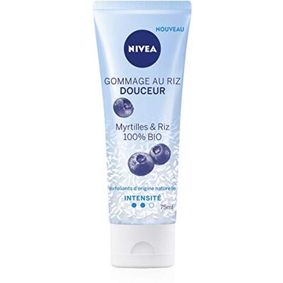 NIVEA Gommage au Riz Douceur (1 x 75 ml), Exfoliant d’origine naturelle enrichi en Graines de Riz Japonica & Myrtilles BIO, Soin visage revitalisant pour peaux normales NIVEA Gommage au Riz Douceur (1 x 75 ml), Exfoliant d’origine naturelle enrichi en Graines de Riz Japonica & Myrtilles BIO, Soin visage revitalisant pour peaux normales