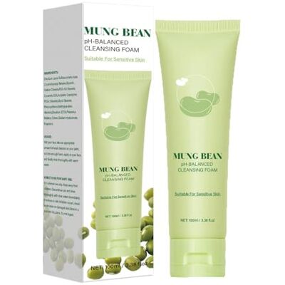 Yoelau Mousse nettoyante au pH équilibré au haricot mungo – Nettoyant visage doux pour un nettoyage en profondeur des pores, nettoyant visage hydratant apaisant (1) Yoelau Mousse nettoyante au pH équilibré au haricot mungo – Nettoyant visage doux pour un nettoyage en profondeur des pores, nettoyant visage hydratant apaisant (1)