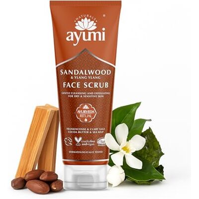 Ayumi Gommage exfoliant pour le visage au bois de santal Éliminateur hydratant de peaux mortes et tire-comédons pour les soins du visage Nettoyant exfoliant pour les peaux sèches Gommage visage Ayumi Gommage exfoliant pour le visage au bois de santal Éliminateur hydratant de peaux mortes et tire-comédons pour les soins du visage Nettoyant exfoliant pour les peaux sèches Gommage visage