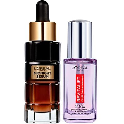 L'Oreal Paris L'Oréal Paris Midnight Sérum anti-rides avec complexe antioxydant et anti-âge de 30 ml + Revitalift Sérum contour des yeux anti-rides avec acide hyaluronique et caféine de 20 ml L'Oreal Paris L'Oréal Paris Midnight Sérum anti-rides avec complexe antioxydant et anti-âge de 30 ml + Revitalift Sérum contour des yeux anti-rides avec acide hyaluronique et caféine de 20 ml