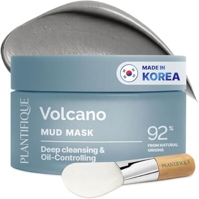 PLANTIFIQUE Masque Coréen à l'Argile Volcanique et Mer Morte – Masque Visage avec Charbon, Acide Hyaluronique, Huile de Jojoba et Beurre de Karité – Purifie, Affine les Pores, Hydrate et Apaise, 110g PLANTIFIQUE Masque Coréen à l'Argile Volcanique et Mer Morte – Masque Visage avec Charbon, Acide Hyaluronique, Huile de Jojoba et Beurre de Karité – Purifie, Affine les Pores, Hydrate et Apaise, 110g