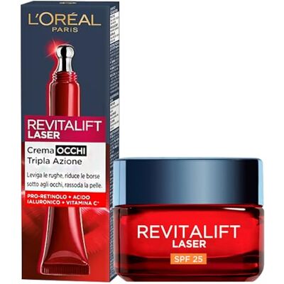 L'Oreal Paris L'Oréal Paris Revitalift Laser Traitement Profond Anti-Âge SPF 25 avec Acide Hyaluronique et Pro-Rétinol + Revitalift Laser Crème Contour des Yeux Anti-Rides Raffermissante à la Vitamine C L'Oreal Paris L'Oréal Paris Revitalift Laser Traitement Profond Anti-Âge SPF 25 avec Acide Hyaluronique et Pro-Rétinol + Revitalift Laser Crème Contour des Yeux Anti-Rides Raffermissante à la Vitamine C