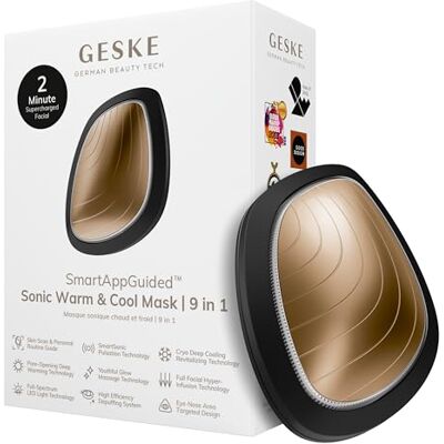 GESKE SmartAppGuided™ Sonic Warm & Cool Mask 9 in 1 Masque facial Beauty LED LED à spectre complet + thérapie lumière rouge Chaleur Fraîcheur Absorption accrue des soins Masseur facial GESKE SmartAppGuided™ Sonic Warm & Cool Mask 9 in 1 Masque facial Beauty LED LED à spectre complet + thérapie lumière rouge Chaleur Fraîcheur Absorption accrue des soins Masseur facial