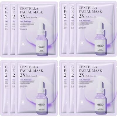 Jorun Centella Asiatica Lot de 12 masques faciaux pour femme Masque coréen hydratant, anti-âge, éclaircissant Pour tous les types de peau Vegan Jorun Centella Asiatica Lot de 12 masques faciaux pour femme Masque coréen hydratant, anti-âge, éclaircissant Pour tous les types de peau Vegan