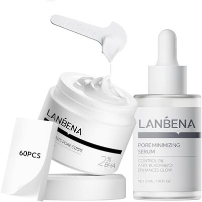 LANBENA Kit 3 en 1 pour enlever les points noirs en profondeur, sérum clarifiant et papiers pour enlever les points noirs pour le nez et le visage, réduit les pores et affine la texture de la peau LANBENA Kit 3 en 1 pour enlever les points noirs en profondeur, sérum clarifiant et papiers pour enlever les points noirs pour le nez et le visage, réduit les pores et affine la texture de la peau