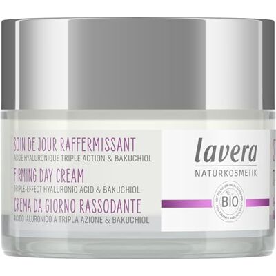 lavera Crème de jour raffermissante avec triple effet acide hyaluronique et bakuchiol Anti-âge Végétalien Soin de la peau bio Visiblement raffermissant et hydratant 50 ml lavera Crème de jour raffermissante avec triple effet acide hyaluronique et bakuchiol Anti-âge Végétalien Soin de la peau bio Visiblement raffermissant et hydratant 50 ml