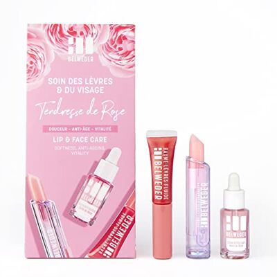 BELWEDER Coffret Soin des Lèvres et du Visage Tendresse de Rose 1 Sérum Revitalisant + 1 Stick à Lèvres + 1 Baume Fluide Huile de Rose de Damas BELWEDER Coffret Soin des Lèvres et du Visage Tendresse de Rose 1 Sérum Revitalisant + 1 Stick à Lèvres + 1 Baume Fluide Huile de Rose de Damas