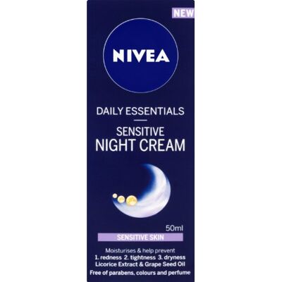 NIVEA Crème de nuit pour peaux sensibles Daily Essentials, 50 ml NIVEA Crème de nuit pour peaux sensibles Daily Essentials, 50 ml