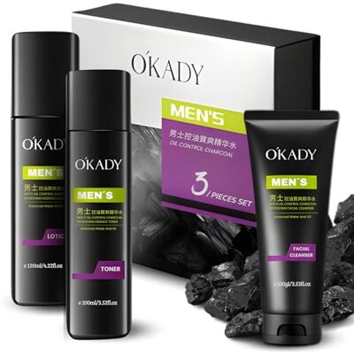 KORAL Men's Formulations coréennes Ensemble de soins personnels pour hommes, kit de 3 produits, nettoyant, tonique et crème régénérante charbon actif KORAL Men's Formulations coréennes Ensemble de soins personnels pour hommes, kit de 3 produits, nettoyant, tonique et crème régénérante charbon actif
