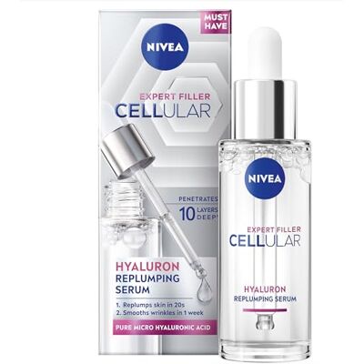 NIVEA Cellular Expert Filler Sérum repulpant à l'acide hyaluronique (30 ml), sérum anti-âge pour une peau visiblement plus lisse, hydratée et souple, sérum à l'acide hyaluronique approuvé NIVEA Cellular Expert Filler Sérum repulpant à l'acide hyaluronique (30 ml), sérum anti-âge pour une peau visiblement plus lisse, hydratée et souple, sérum à l'acide hyaluronique approuvé