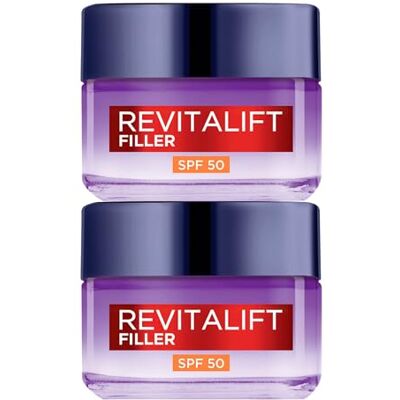 L'Oreal Paris L'Oréal Paris Revitalift Filler Crème de Jour Anti-Âge Anti-Rides et Volumatrice Visage Protection SPF 50 avec Acide Hyaluronique Longue Durée 2 Pots de 50ml L'Oreal Paris L'Oréal Paris Revitalift Filler Crème de Jour Anti-Âge Anti-Rides et Volumatrice Visage Protection SPF 50 avec Acide Hyaluronique Longue Durée 2 Pots de 50ml