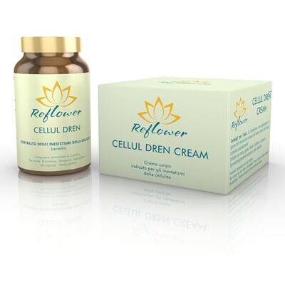 Reflower Kit Cellul Dren 60 cps + Cellul Dren Cream 200 ml Traitement pour lutter contre les imperfections de la cellulite Reflower Kit Cellul Dren 60 cps + Cellul Dren Cream 200 ml Traitement pour lutter contre les imperfections de la cellulite