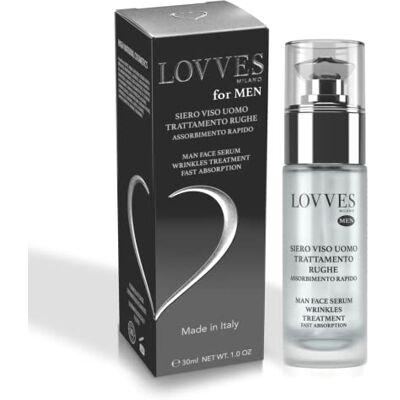 LOVVES Sérum Anti-Rides pour Homme, Haute Cosmétique Naturelle, Stimule la Production de Collagène, Lissant, pour le Traitement quotidien du Visage et du Contour des Yeux, Flacon Verre 30ml. LOVVES Sérum Anti-Rides pour Homme, Haute Cosmétique Naturelle, Stimule la Production de Collagène, Lissant, pour le Traitement quotidien du Visage et du Contour des Yeux, Flacon Verre 30ml.