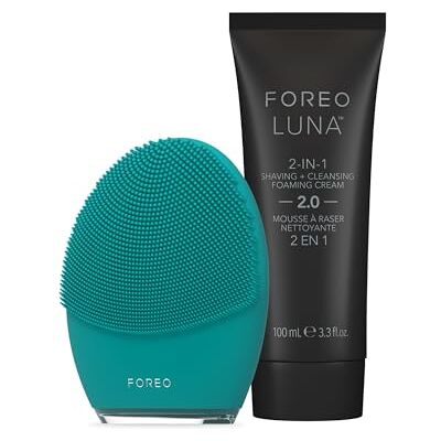 FOREO Gentelman's Choice Luna 4 Men Bundle – Brosse nettoyante pour la peau et la barbe + crème à raser 2 en 1 et nettoyant moussant pour le visage, 100 ml, soin du visage raffermissant pour homme, FOREO Gentelman's Choice Luna 4 Men Bundle – Brosse nettoyante pour la peau et la barbe + crème à raser 2 en 1 et nettoyant moussant pour le visage, 100 ml, soin du visage raffermissant pour homme,