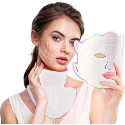 USUIELIGHT Masque de luminothérapie à LED, 7 couleurs, masque LED pour visage et cou avec lampe à lumière rouge pour anti-âge, acné et raffermissement de la peau, soins de la peau professionnels pour USUIELIGHT Masque de luminothérapie à LED, 7 couleurs, masque LED pour visage et cou avec lampe à lumière rouge pour anti-âge, acné et raffermissement de la peau, soins de la peau professionnels pour