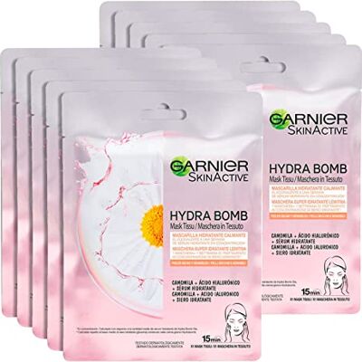 Garnier 10x SkinActive Masque en tissu Hydra Bomb Camomille 2 paquets de 5 masques jetables Garnier 10x SkinActive Masque en tissu Hydra Bomb Camomille 2 paquets de 5 masques jetables