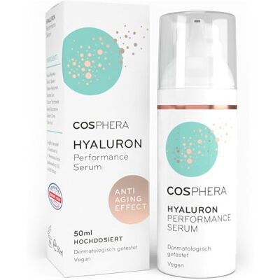 Cosphera Performance Sérum hyaluron 50 ml Acide Hyaluronique Concentré Gel pour le Visage, cou, décolleté et yeux Anti-âge & l'humidité Traitement anti-rides pour les hommes et les femmes Cosphera Performance Sérum hyaluron 50 ml Acide Hyaluronique Concentré Gel pour le Visage, cou, décolleté et yeux Anti-âge & l'humidité Traitement anti-rides pour les hommes et les femmes