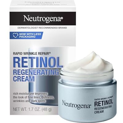 Neutrogena Crème réparatrice à action rapide pour le visage et le cou avec rétinol et acide hyaluronique, anti-rides, 48 g Neutrogena Crème réparatrice à action rapide pour le visage et le cou avec rétinol et acide hyaluronique, anti-rides, 48 g